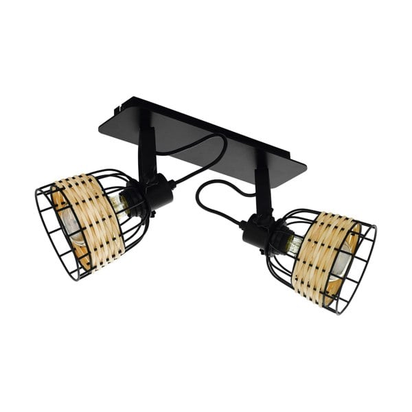EGLO 2 Set Ceiling Light E27 Black RATTAN ANWICK 1