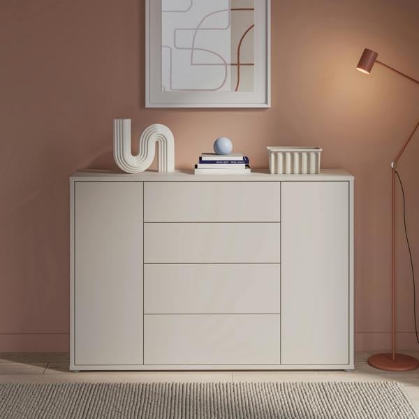Furniture To Go Alice Springs Wide Sideboard with 4 Drawers & 2 Doors with Push-to-Open in Sand