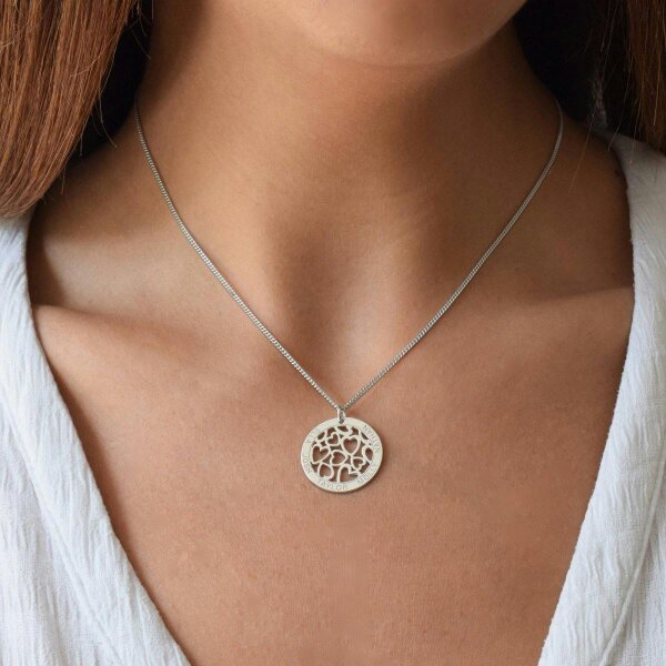 Christopher James of London 9ct White Gold Hearts in Personalised Disc Pendant with Necklace Chain Option