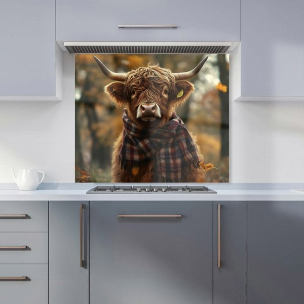 Warren Reed - Designer Highland Cow Wearing Scarf Kitchen Splashback