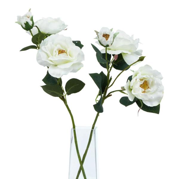 Wyld Haus Set of 3 Artificial Flowers White Tea Rose Stems