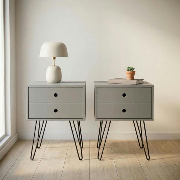 Core Products Set of 2 Telford Shaker 2-Drawer White Bedside Cabinets