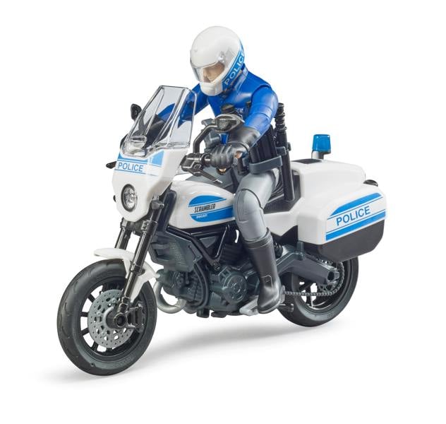 Bruder bworld Scrambler Ducati police motorbike and policeman Police Vehicle Model