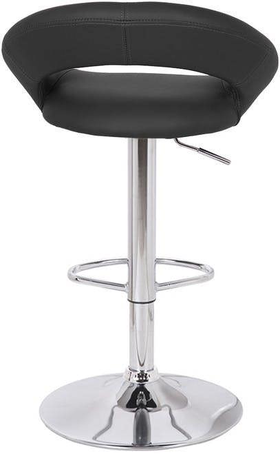 Lamboro Sorrento Real Leather Kitchen and Breakfast Bar Stool, Height Adjustable Swivel Gas Lift, Black