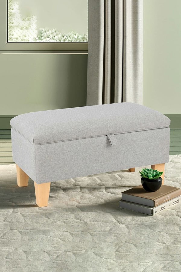 Living and Home Wide Rectangle Storage Ottoman Footstool