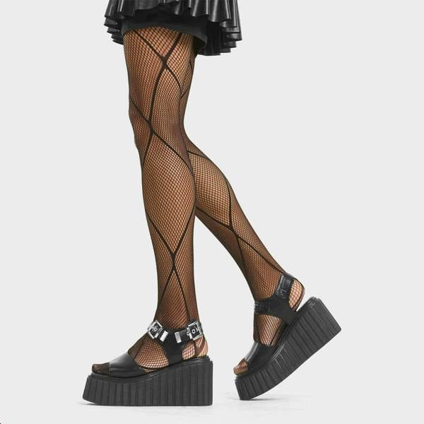 Lamoda Butterflies Black Chunky Platform Creeper Sandals Stylish Summer