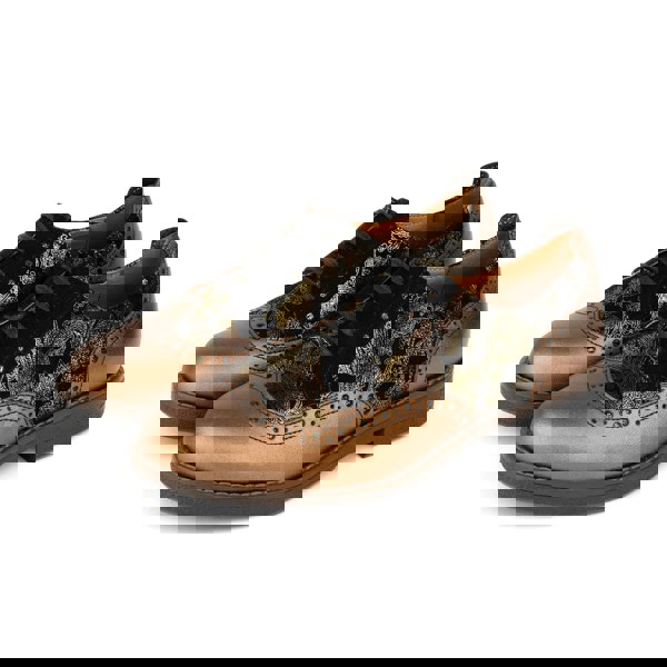 Embassy London The Artist - Bronze & Floral - Women's leather lace-up shoe with brogue detailing