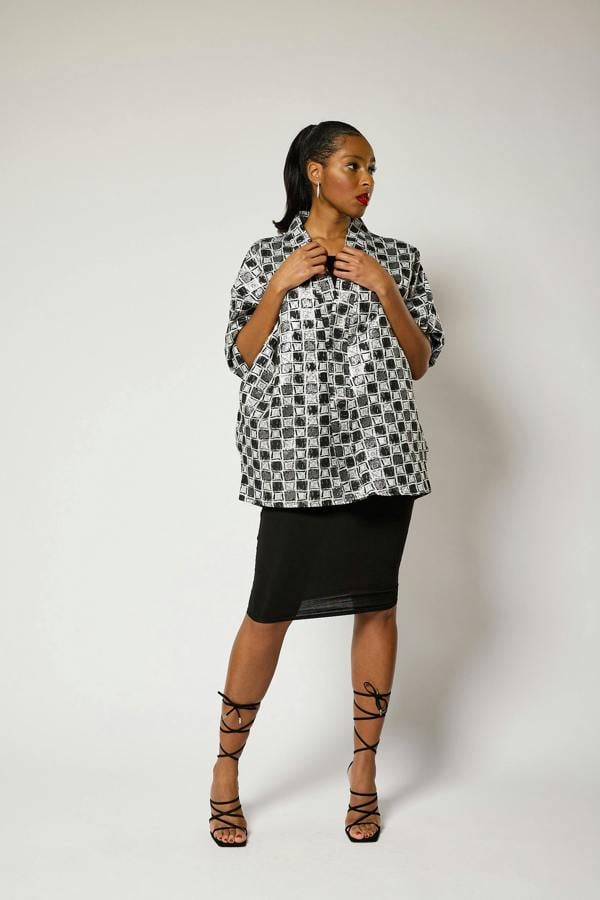 Lioness by TF Short Checkered Kimono Jacket