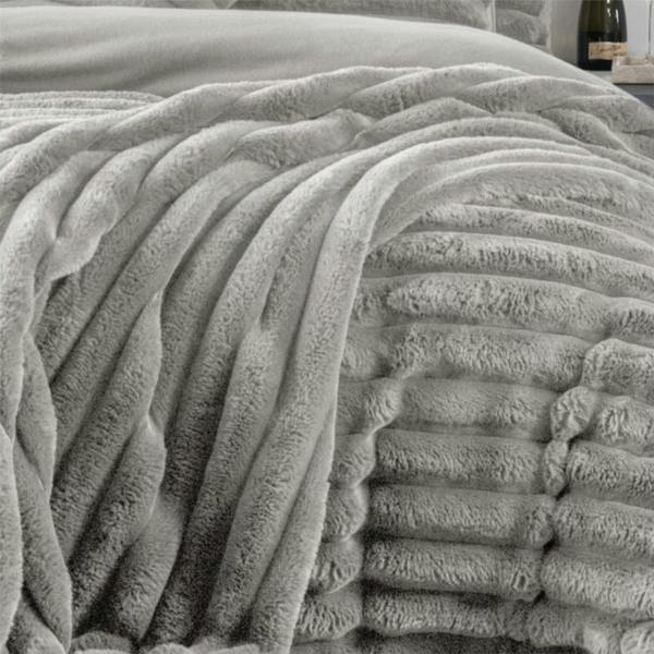 Big Cord Teddy Silver Duvet Cover Set