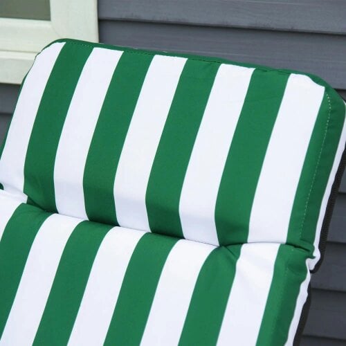 Bobobiy 2 Pieces Outdoor Sun Lounger Set with Cushions, 5-Level Adjustable Backrest, Green & White