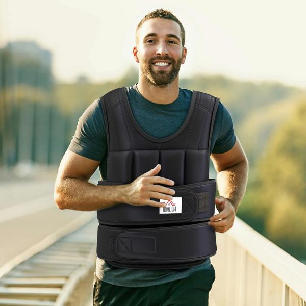 HOMCOM 20KGS Adjustable Weight Vest Running Gym Training Weight Loss, Black - 15kg - Black