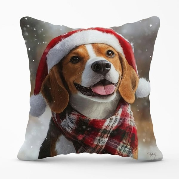 Warren Reed Christmas Beagle Cushion