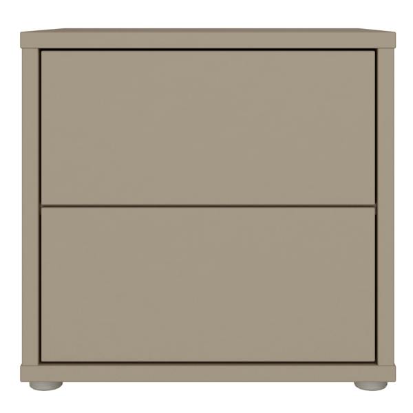 Furniture To Go Alice Springs Low Bedside Cabinet with 2 Drawers Push-to-Open in Taupe