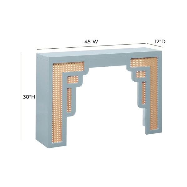 Furniture Edit Suzie Pastel Blue & Rattan Console Table