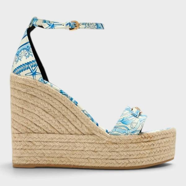 Versace Medusa Platform Espadrilles Blue White Gold