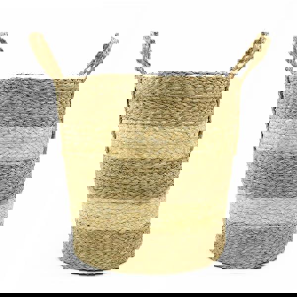 JVL Palma Natural Round Woven Storage Basket for Home Organisation, Brown