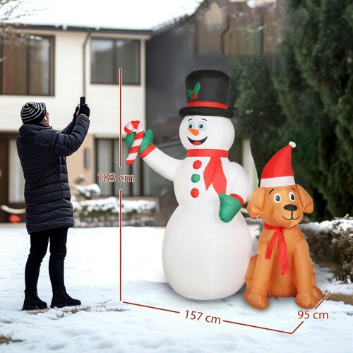 Outsunny 6FT Blow Up Christmas Inflatable Decoration with Built-in LED Light