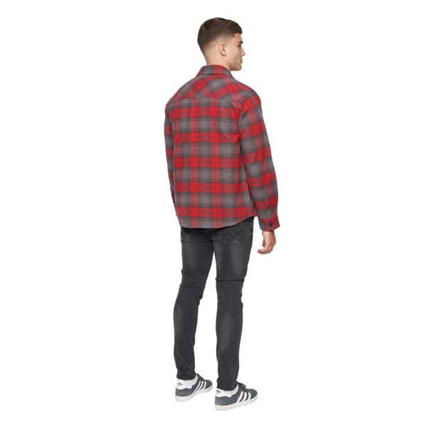 Duck and Cover Mens Willington Checked Overshirt - Red