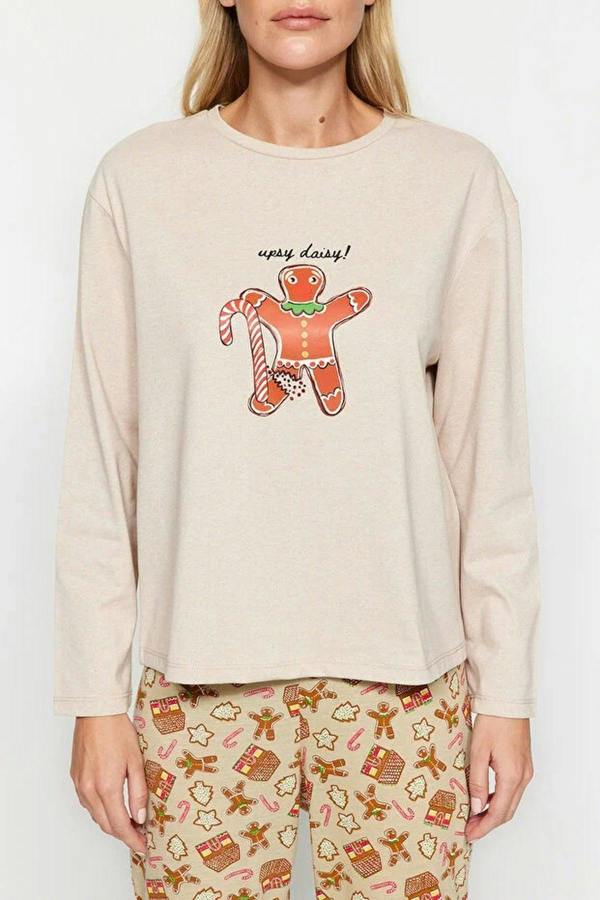 WOVCOR 2-Piece 100% Cotton Christmas Themed Knit Pajama Set