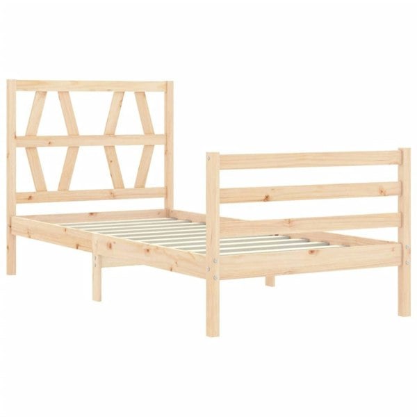 Berkfield Bed Frame with Headboard Small Single Solid Wood