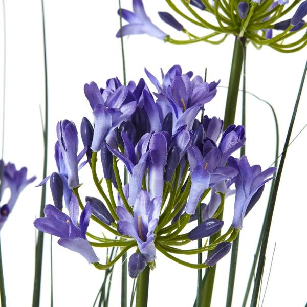 Wyld Haus Artificial Flowers Large 120cm Blue Agapanthus Plant (pot not included)