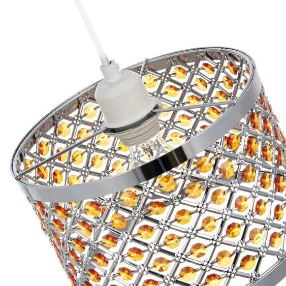 Happy Homewares Modern Sparkly Ceiling Pendant Light Shade with Orange Acrylic Beads