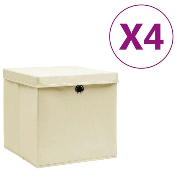 Berkfield Storage Boxes with Covers 4 pcs 28x28x28 cm Cream