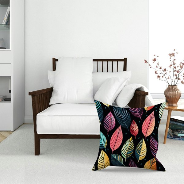 Warren Reed Colourful Leaves Pattern Floor Cushion