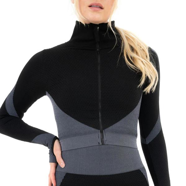 Smart Living Women's Zipper Jacket with Thumb Hole - Black/ Grey