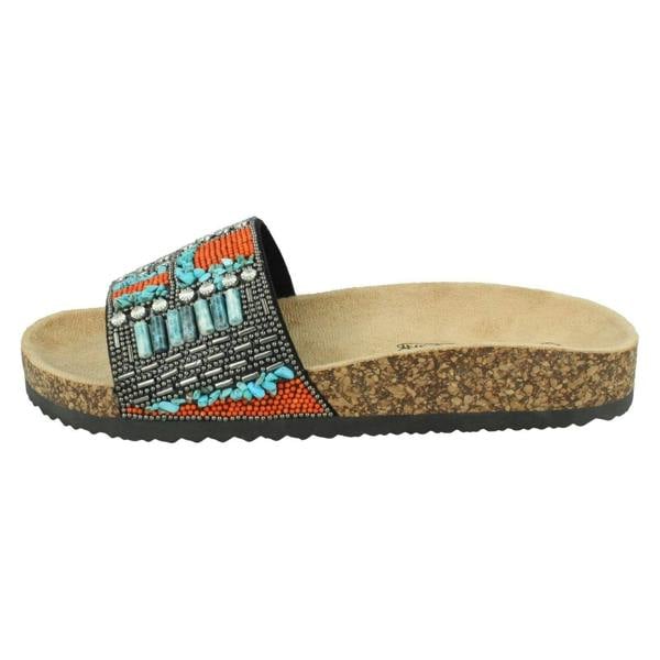 Spot On Ladies Spot On Beaded Mules F00348