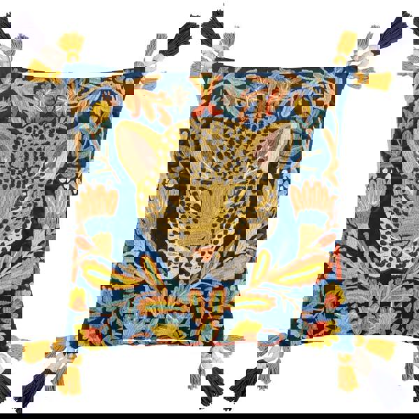 Wylder Regal Embroidered Leopard Cushion Cover - Royal Blue