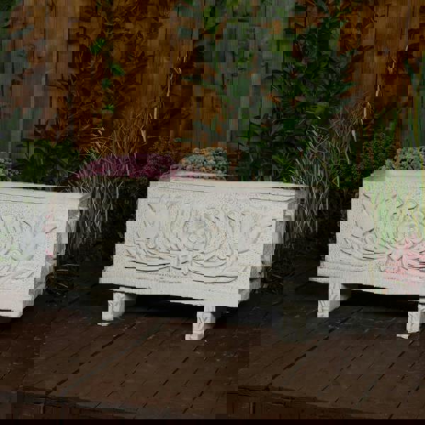 Medium size Tulip design White Stone Planter Trough