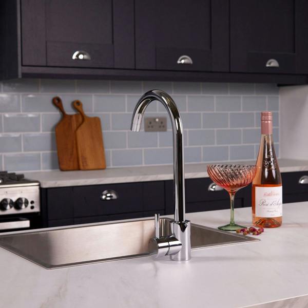 Flode Lillehammer | Single Lever Kitchen Sink Mixer Tap with Swivel Spout | Polished Chrome Finish