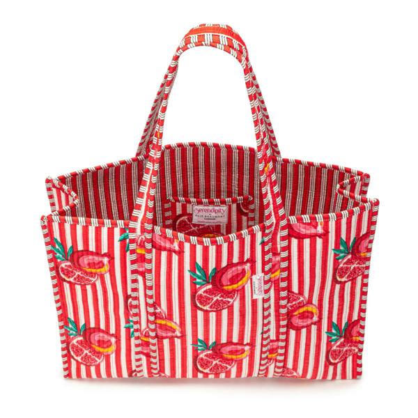 Elie Beaumont Serendipity Cotton Quilted Tote - Pink Pomegranate
