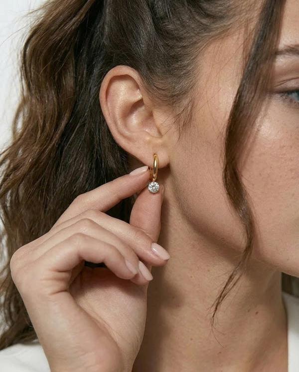 Elk & Bloom 14k Gold Gemstone Droplet Huggie Hoops