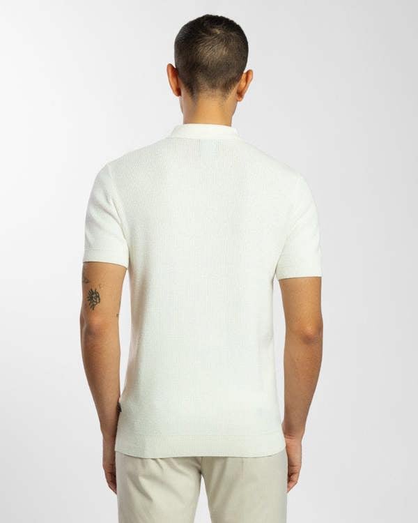 Steel & Jelly Waffle Textured Knitted Polo Shirt