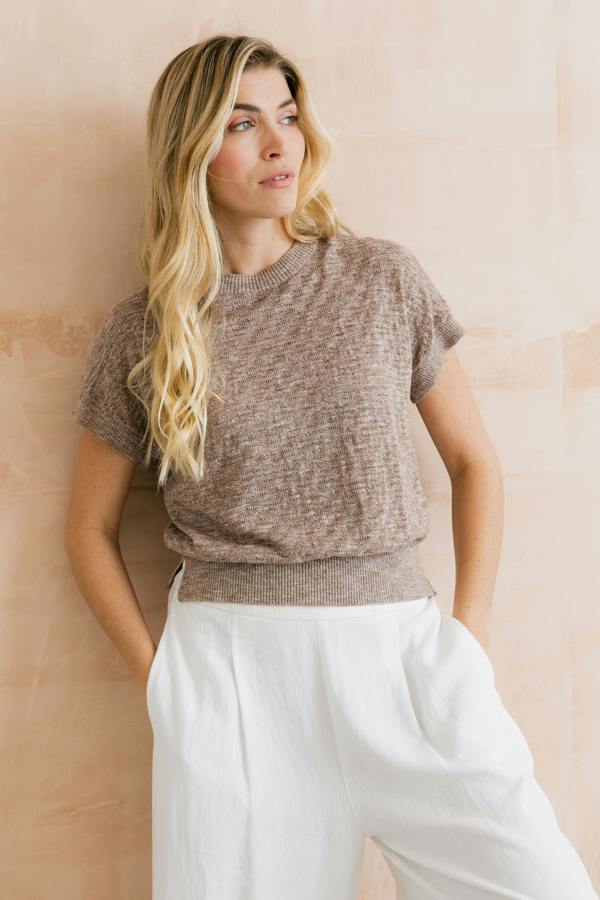Lola Pointelle Knit Top Mocha
