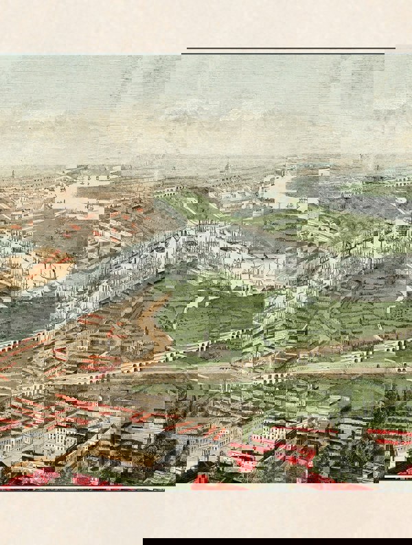 Exceptional Art c.1845 Panoramic View of London and the River Thames