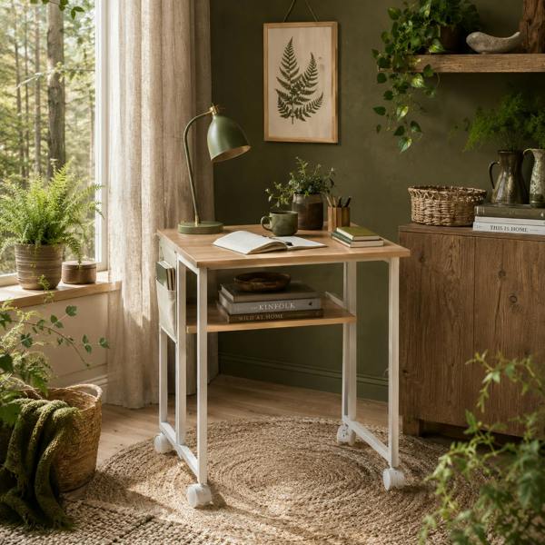 Wyld Haus Noni 63cm Wooden Natural Drop Leaf Writing Desk