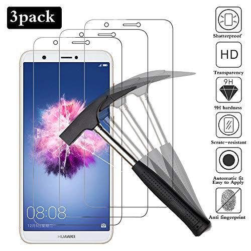 KAV Tempered Glass Screen Protector for Huawei P Smart [Pack of 3] [Shatterproof] [9H Hardness] [Easy Bubble-Free Installation]