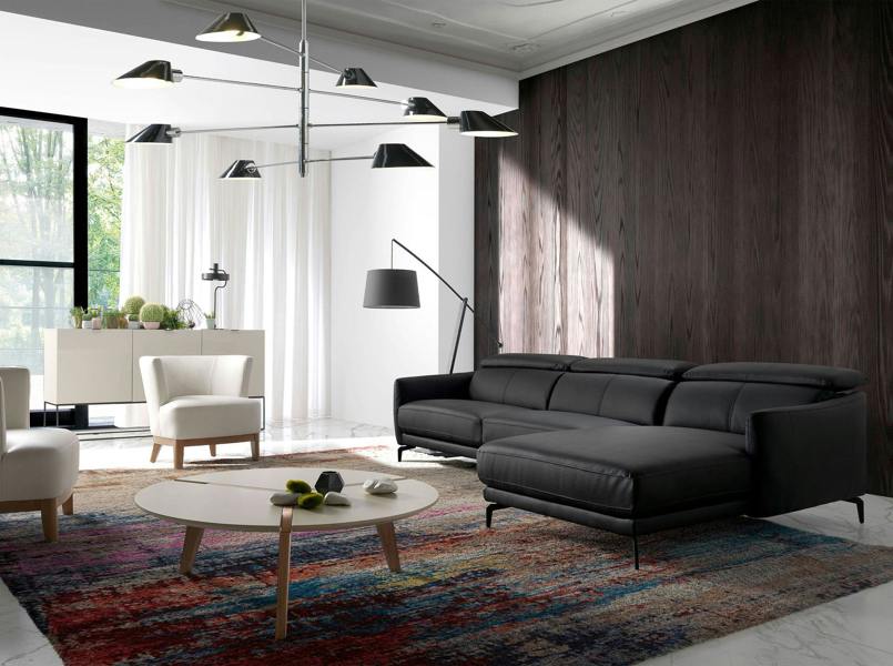 Angel Cerdá Corner sofa in black leather 6040/6041