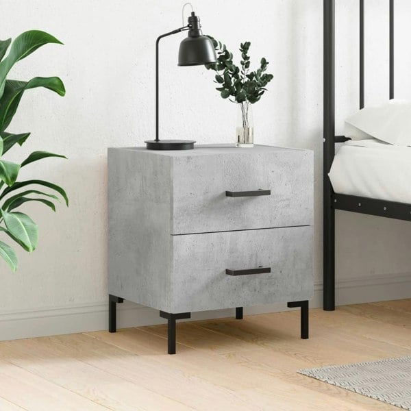 Berkfield Bedside Cabinet Concrete Grey 40x35x47.5 cm Engineered Wood