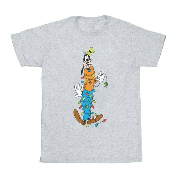 Disney Mens Goofy Christmas Lights T-Shirt - Sports Grey
