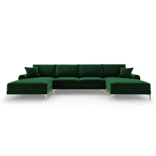 Snug Furniture Monroe Plush U-Shaped Corner Sofa with Gold Legs