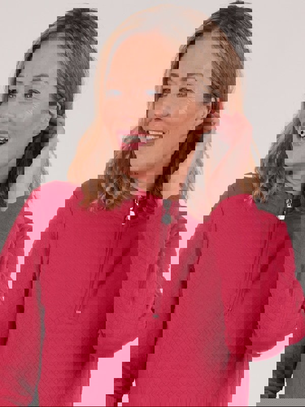 PennyPlain Quilt 1/2 Zip Top - Berry