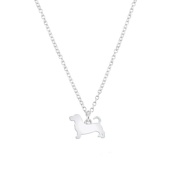 Basset Hound Silhouette Silver Necklace - Personalised - MYLEE London