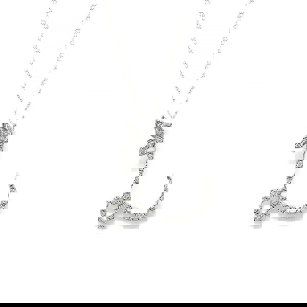 Say It With 1 Inch Winged Full CZ Stones Initial Necklace - Sterling Silver