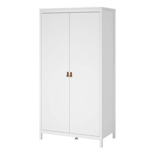 Wyld Haus Wildberry Matt White Wardrobe with 2 Doors Leather Handles