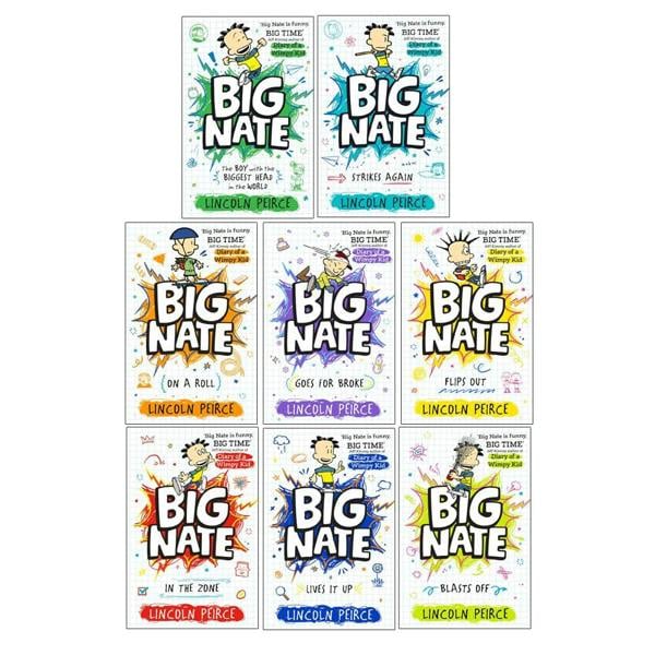 Big Nate Series 8 Books Collection Box Set by Lincoln Peirce – Strikes Again, On a Roll & Funny School Adventure Collection for Kids