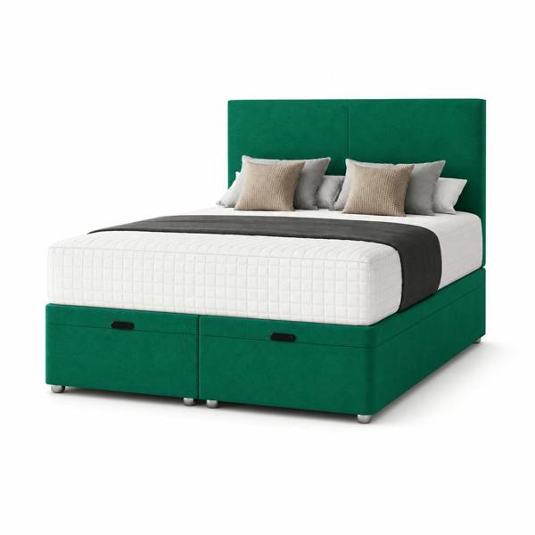 Great British Beds Plain Divan Ottoman Bed - Green Plush